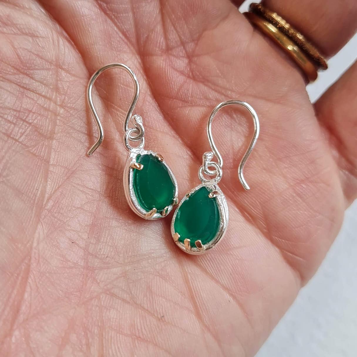 Green Onyx Pear Drop Earrings1