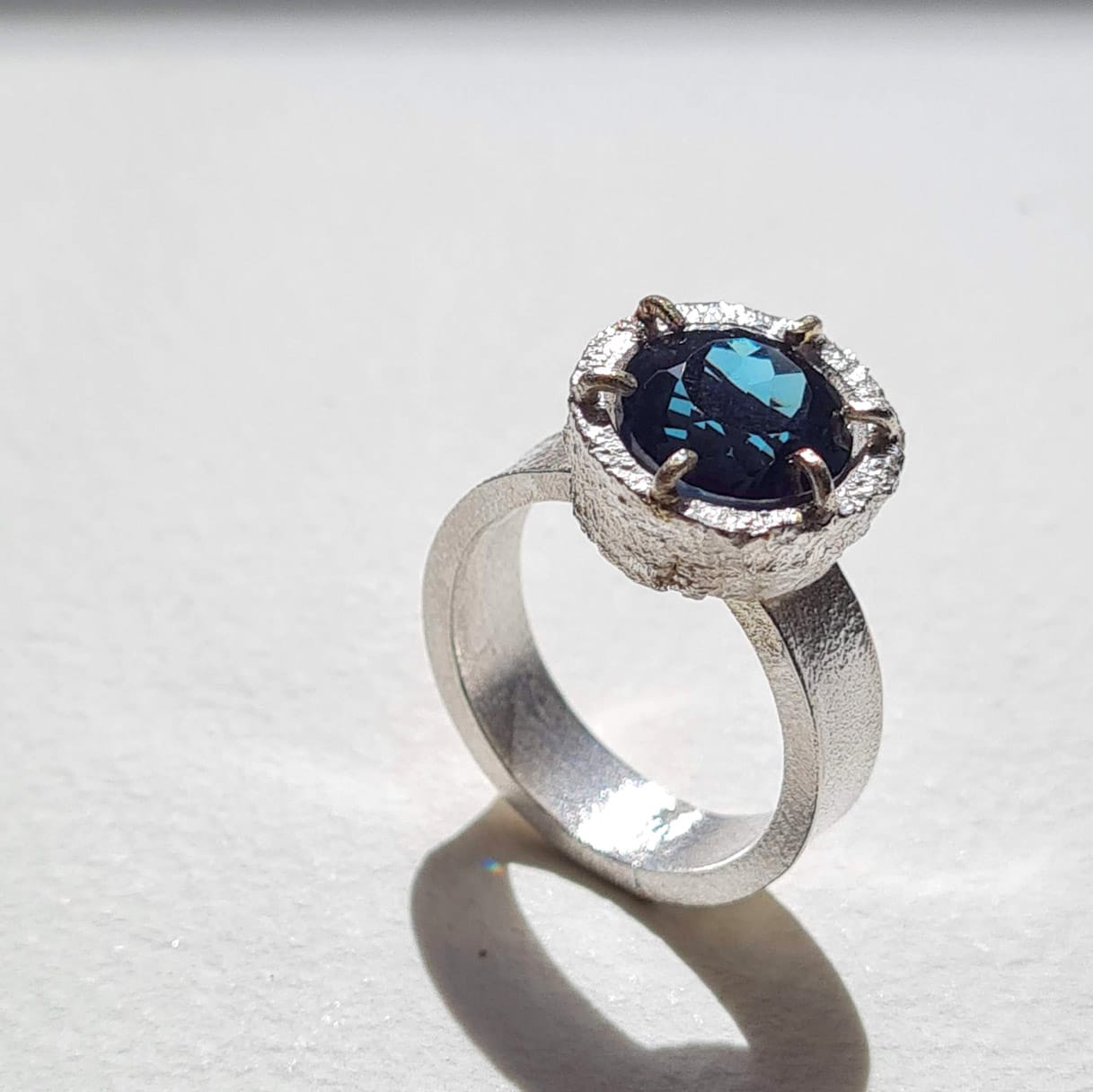 Platinum 1.05ct blue tourmaline & 0.30ct diamond 3 stone ring - Jewellery  from Mr Harold and Son UK